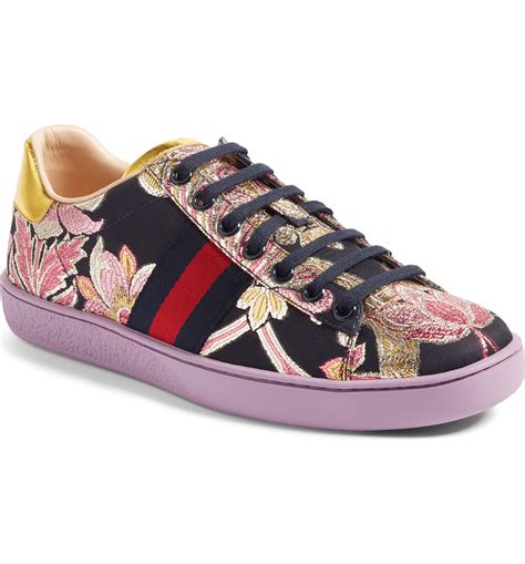 gucci flora sneaker|gucci ace metallic snakeskin sneakers.